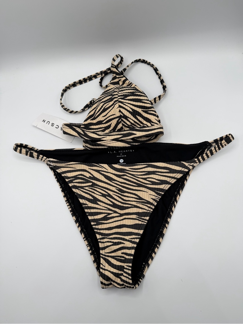 Pacsun La Hearts Zebra Print Black & Cream Bikini
